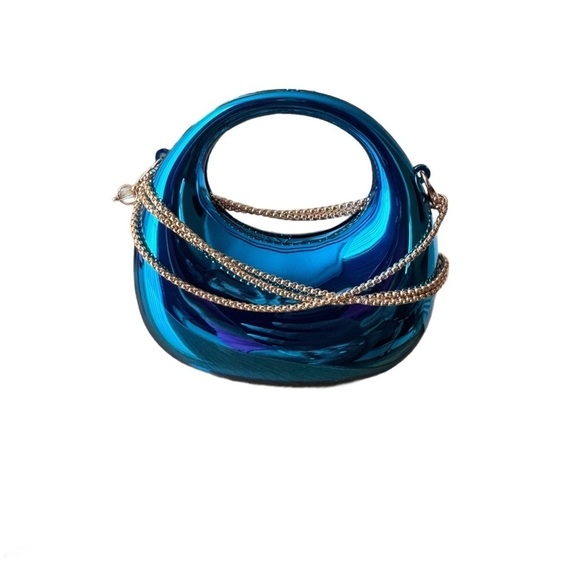 Handbags - Blue Metallic Women's mini Bag. Can be styled so many ways.